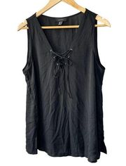 Atmosphere Sleeveless Semi-Sheer Top Lace-Up Chest Women's Sz 12