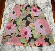 Croft & Borrow Floral Print Brown Pink Skirt Knee Length Size 16