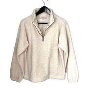 Loft Womens Half Zip Jacket Fleece Sherpa Pullover Long Sleeve White Size MP