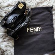 Fendi Patent Logo-Bow Ballerina Pumps Black Size 36.5