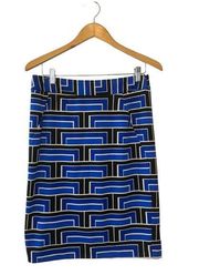 Premise Royal Blue & Black Geometric Print Pencil Skirt Size 8