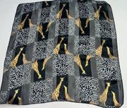 Vintage Space Age Scarf Black Giraffe 20" Square Womens Ladies Silky Polyester