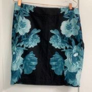 INC BLACK & BLUE FLOWER SKIRT