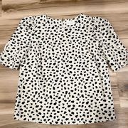 Melloday Polka Dot Cream Blouse Women’s Small