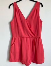 One Clothing Jumpsuit Romper Pink Coral V-neck Shorts Tank Size Large Onesie