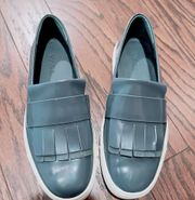 Grey Patent Leather Coventry Slip On Kiltie Loafers