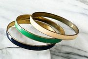 J. Crew Bracelets Blue Cream Green Gold Toned Bangle Set Preppy