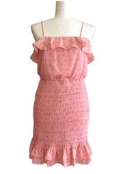 Trixxi Dress Pink Floral Spaghetti Strap Smocked Ruffled Mini Dress Small NWOT