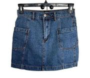 Blue Denim Mini Cargo Skirt Urban Outfitters Zipper S P