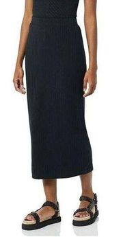 NWT Womens Daily Ritual Wide Ribbed Black Jet Set Skirt - Sz XS