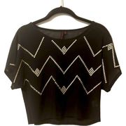 Material girl black mesh & silver blouse size Small