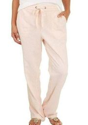 Per Se Size M Living in Linen Light Pink Linen Blend Pull On Pants Straight Leg