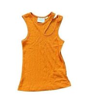 Maeve Anthropologie Orange Ribbed Cut
Out Tank Top Size XS Cutout
Sleeveless