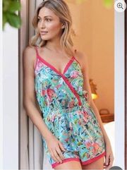 Venus Floral Blue Lace Detail Romper size xs