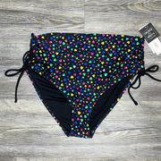 Salt + Cove Women's Confetti Hearts Printed High Waist Bikini Swim Bottoms sz XS