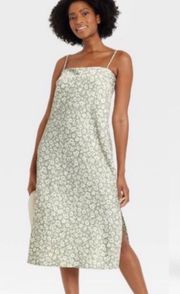 by Target Women Satin Floral Slit Dress Mint green Medium