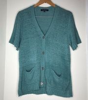 Evan Picone short sleeve cardigan sweater with pockets size large