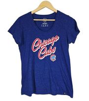 '47 Womens M Blue Chicago Cubs Baseball Scoop Neck Short Sleeve Graphic T-Shirt