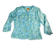 Ruby Rd. Women's 10 Aqua Teal Blue Lightweight Button Up Shirt Jacket