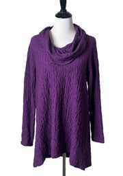 Habitat Clothes To Live In Crinkle Tunic Purple Cowl Neck Textured Women‎ Size S