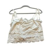 Alpha & Omega Women's Small White Sleeveless Embroidered Crop Top