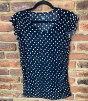 14th & Union Black White Polka Dot Flutter Sleeve Top Women's Size Medium