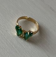NWOT altar d’state green butterfly rhinestone gold ring 