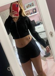 Black cropped zip up hoodie 