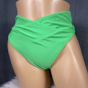 New Halara Medium Crossover Bikini Bottom Swimsuit Verdant Heights Green Sporty