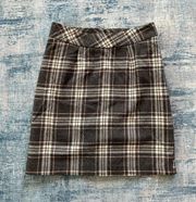 Chadwicks Gray Off White Pink Plaid Wool Blend Skirt Size 2 Petite 