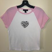 New Look Asos pink leopard heart y2k baby tee 8