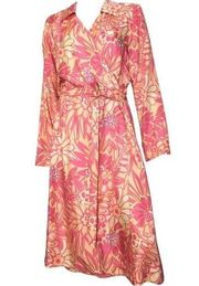 Vintage  Studio 100% Silk Wrap Dress Size 10 Colorful Collared Floral