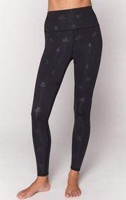 Spiritual Gangster Intent Tonal Palm High Waist Rise Legging Trees Skinny Tights