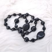 Black Acrylic Beaded Stretch Bracelets Set of Three