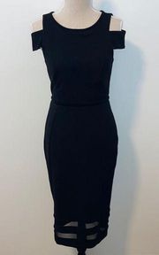 Nicole Miller Black Colder Shoulder Mesh Dress Small S