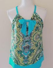 NY&CO paisley tie neck halter tank size medium