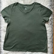 Olive cotton v-neck tee