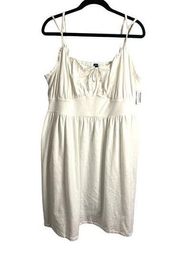 NWT Old Navy Mini Dress White Smocked Back Lined Cotton Soft Beachy sz. XXL