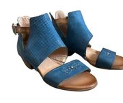 Miz Mooz Caribe Leather Sandals Wide Width US 7.5 / EU 38 Wide Blue Zip Closure