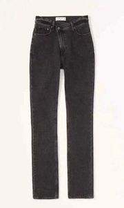 Abercrombie & Fitch Curve Love Washed Black 90s Slim Straight Jeans 10/30 XS