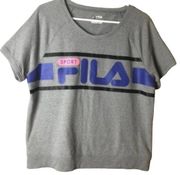 FILA SPORT Womens Short Sleeve Gray Sweatshirt Size L