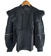 AllSaints Prim Broderie Top in Black Size US 6