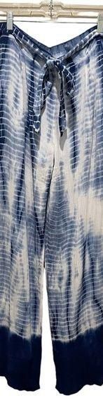 DIZZYLIZZY Blue & White Tie Dye Wide Leg Pants Size Large