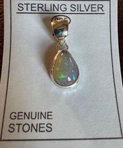 Sterling Silver White Opal Pendant-Ethiopian
