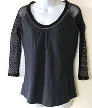 NWT Cruel Girl Long Mesh Sleeve Medium Black Shirt Western Tunic USA Cowgirl