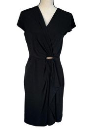 Charter Club Medium A-Line Dress Faux Wrap Cap Sleeve Stretch Surplice V-Neck