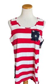 NWT Womens Boutique American Flag Stars & Stripes Patriotic Tank Top - Sz L