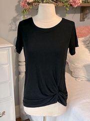 Green Tea Black Knit Solid Top Womens Small Short Sleeve