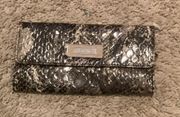 Kenneth Cole Reaction Black Snake Embossed Faux Patent Leather Organizer Wallet