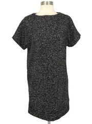 Benetton Tweed Sheath Dress Short Sleeves Black White Size 16